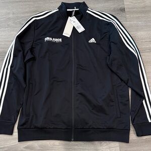 adidas Black Track Jacket with White Stripe Accents